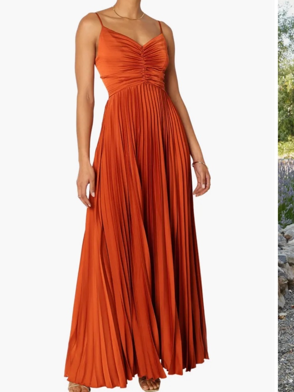 Petal & Pup Naria Women’s Pleated Maxi Dress with Ruched Bodice